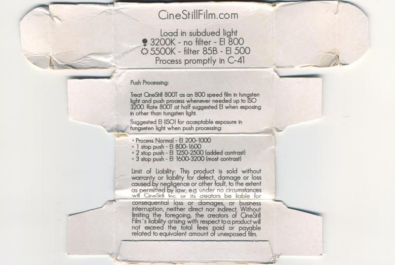 CineStill 800T 120 film box inside