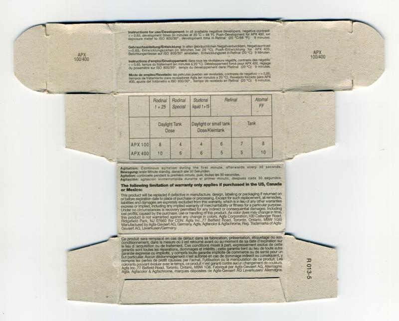 Agfa APX 120 film box inside
