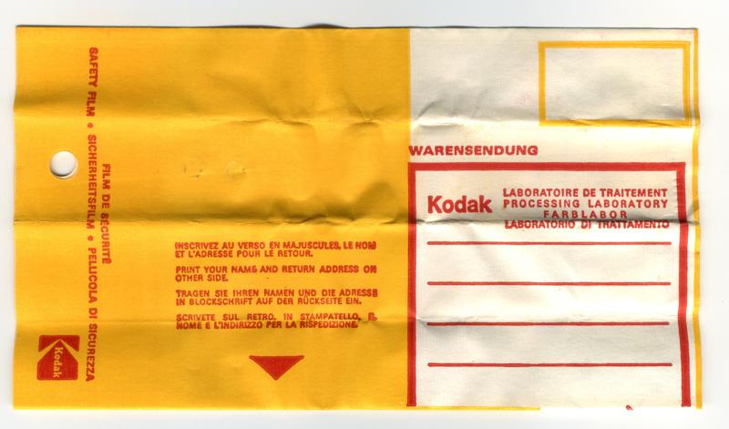 Kodak Kodachrome 110 film box processing envelope
