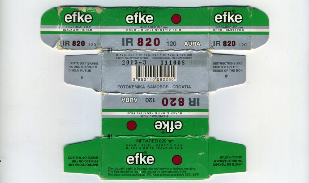 Efke IR 820 120 film_box_outside