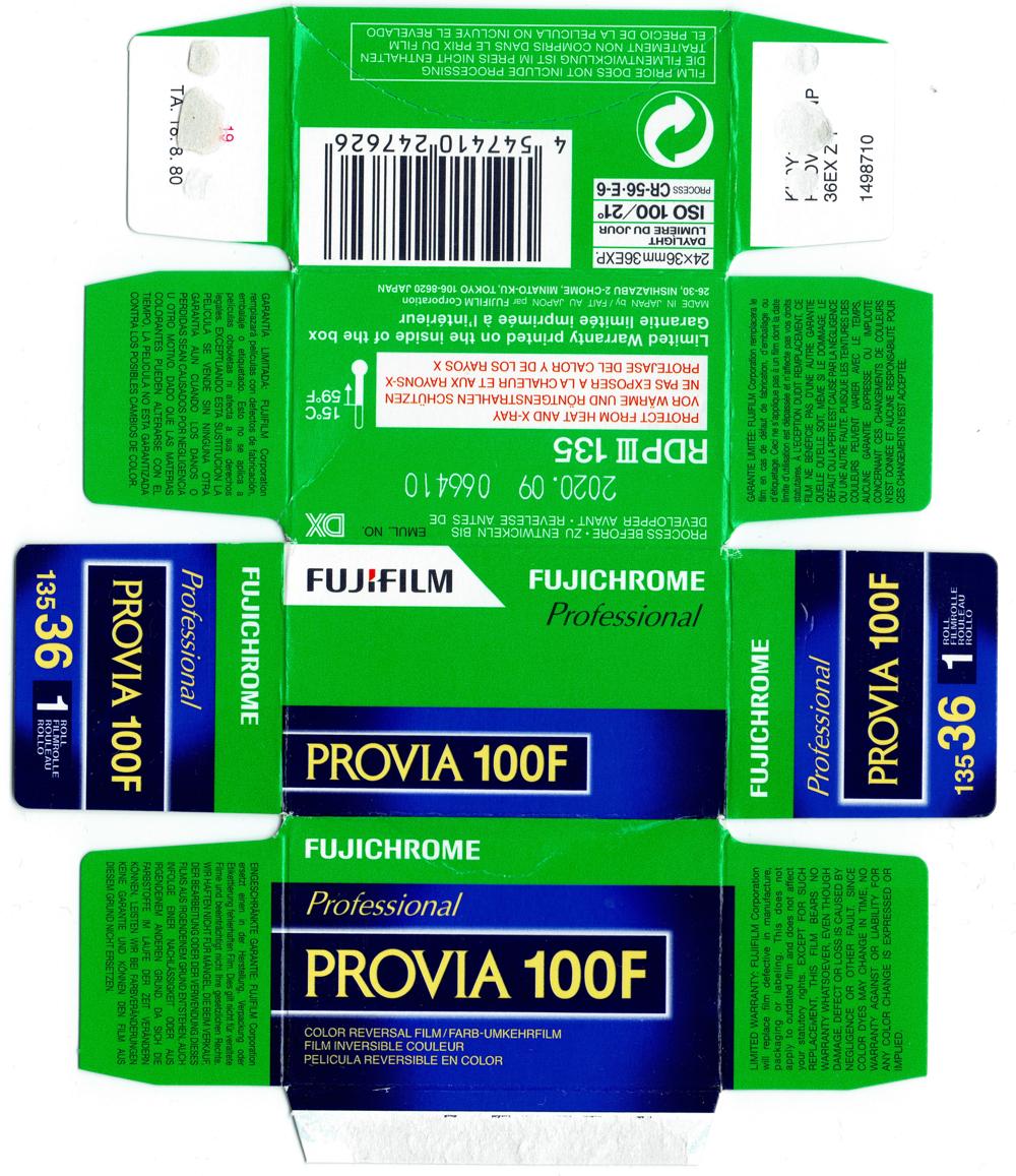 Fujifilm Provia 100F 35mm film_box_outside