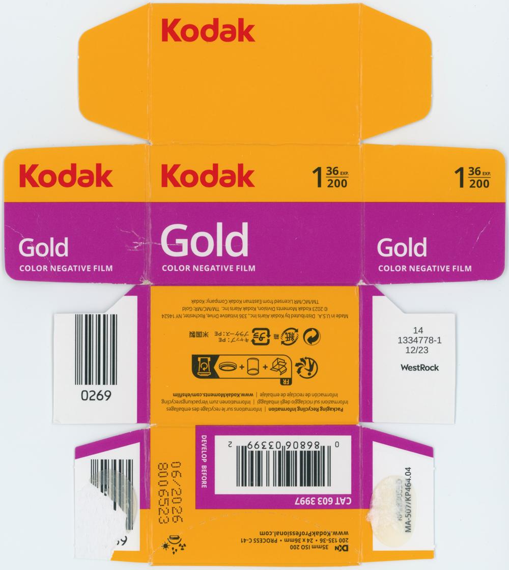Kodak Gold 35mm film box outside