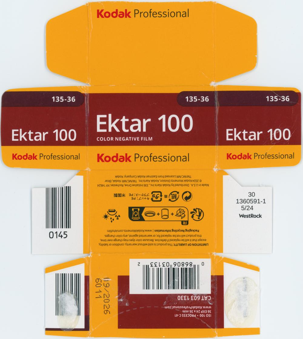 Kodak Ektar 35mm film box outside