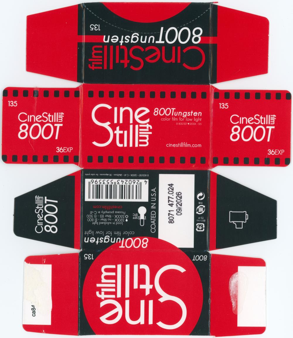 CineStill 800T 35mm film box outside