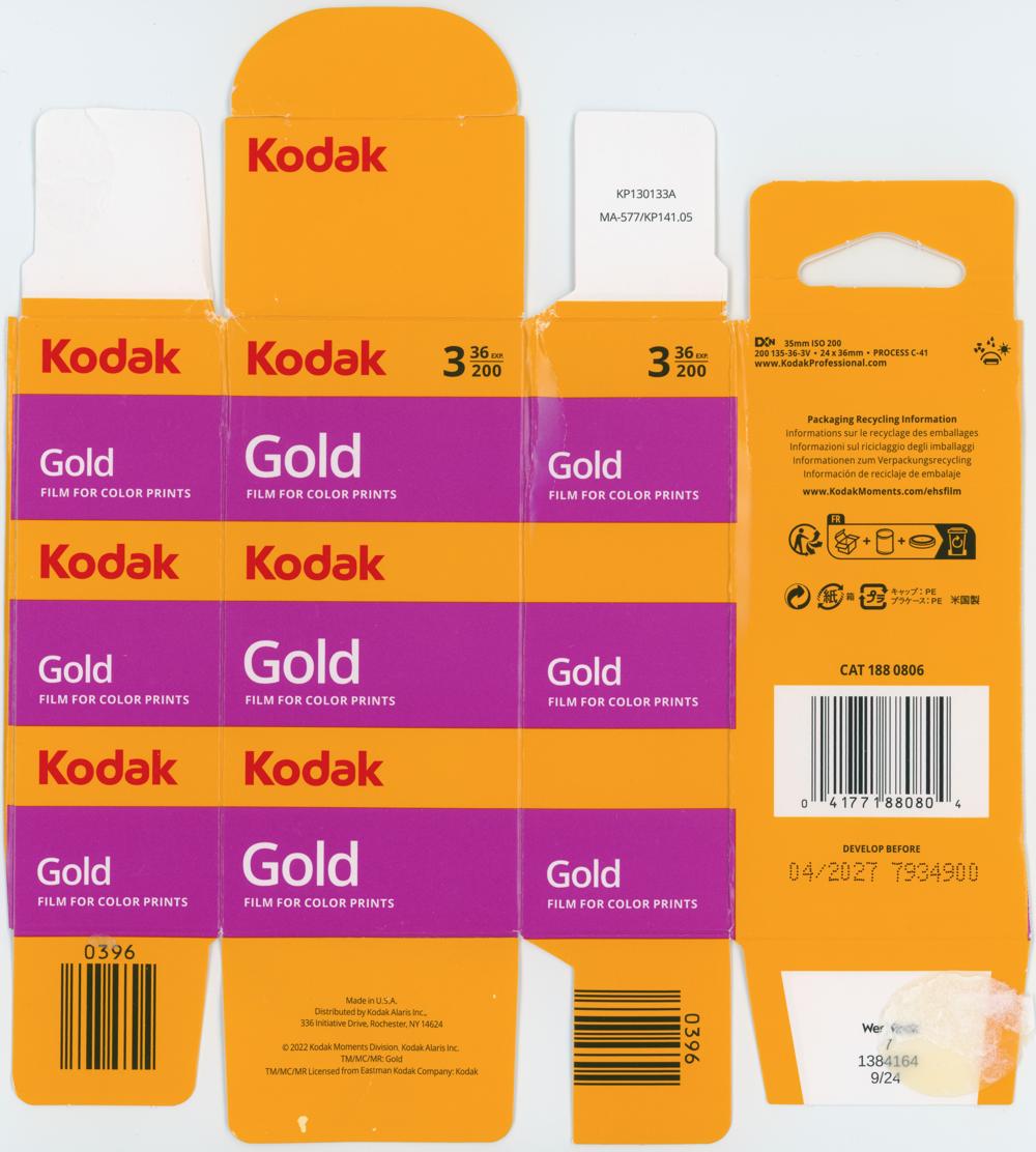 Kodak Gold 35mm film box outside