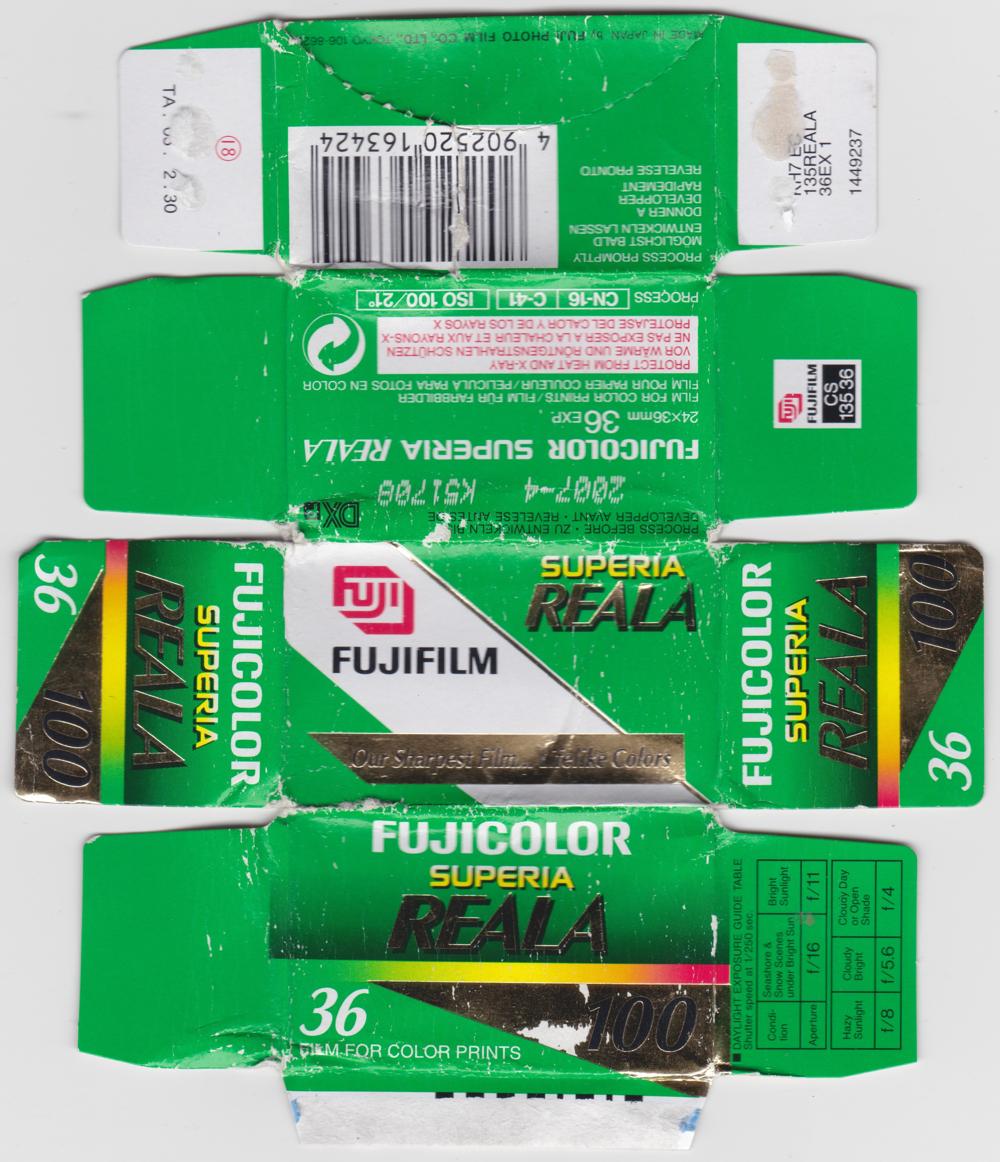 Fujifilm Superia Reala 35mm film box outside