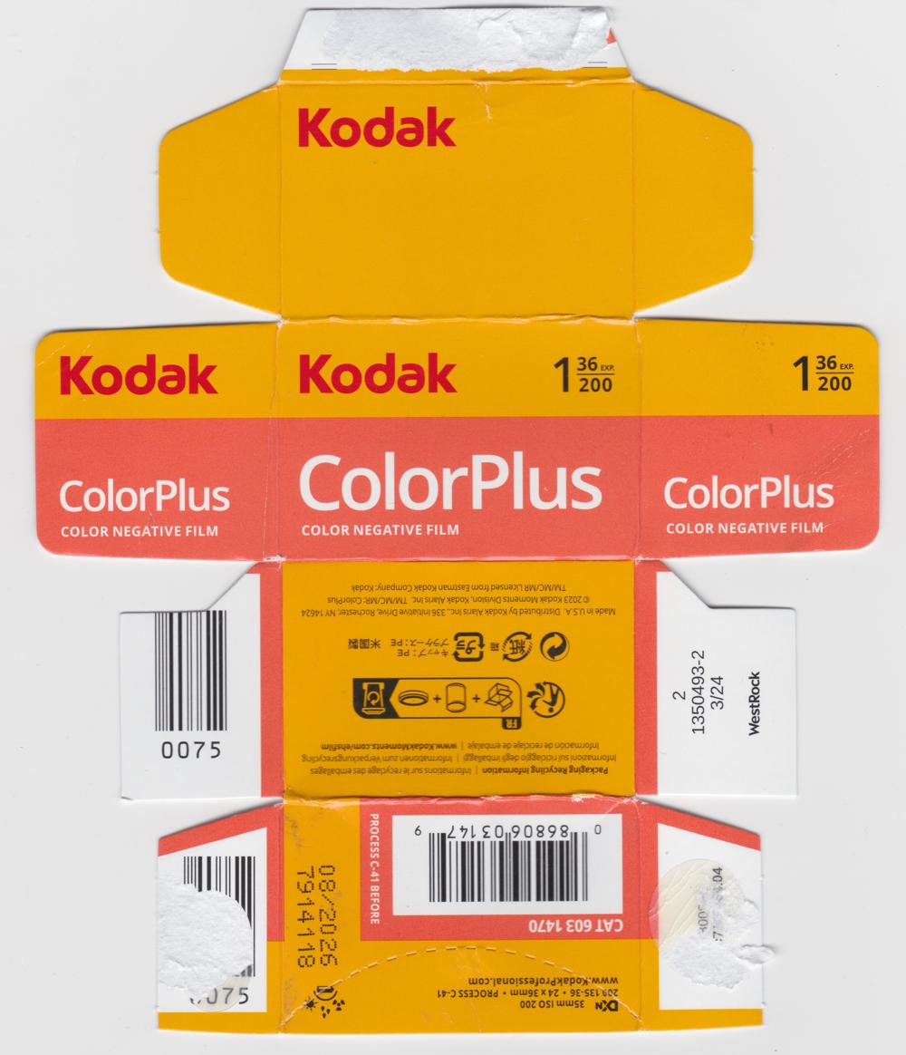 Kodak ColorPlus 35mm film box outside