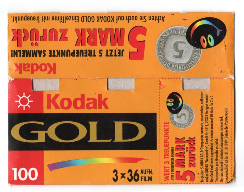 Kodak Gold 35mm film box outside