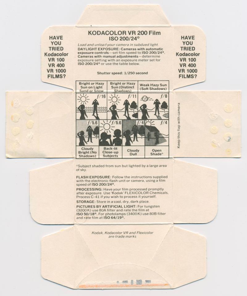 Kodak Kodacolor VR 35mm film box inside