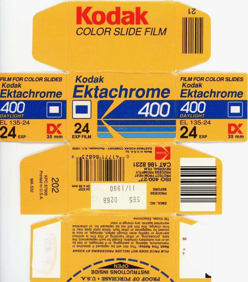 Kodak Ektachrome 35mm film box outside