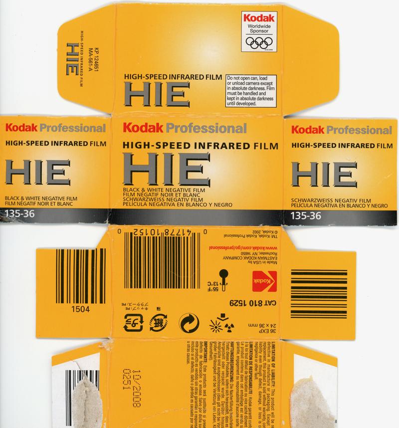 Kodak High Speed Infrared 35mm film box outside