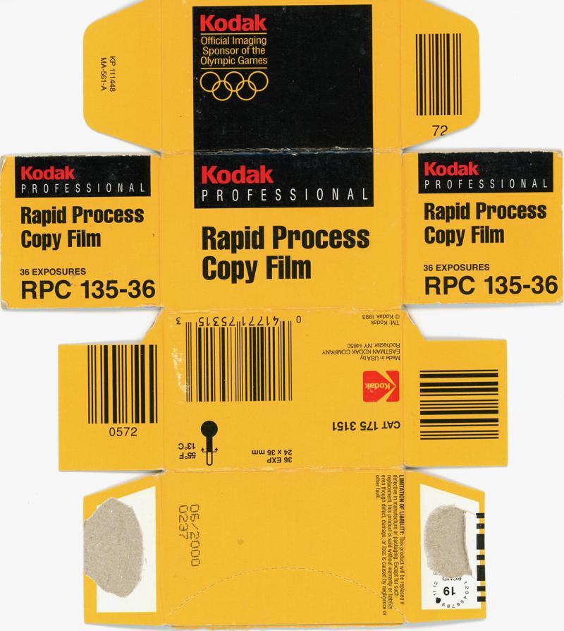 Kodak Rapid Process Copy Film 35mm film box outside
