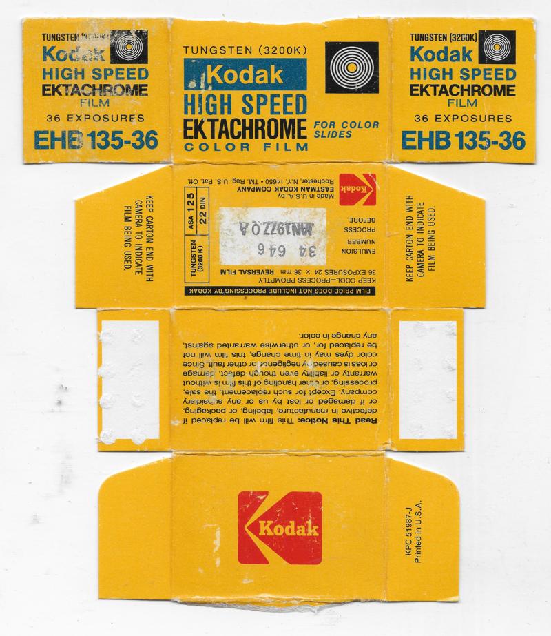 Kodak High Speed Ektachrome 35mm film box outside