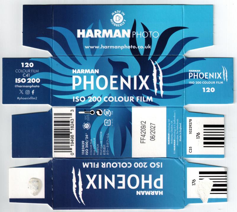 Harman Phoenix II 120 film box outside