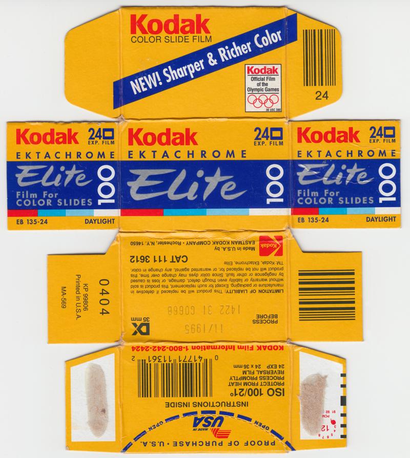 Kodak Ektachrome Elite 35mm film box outside