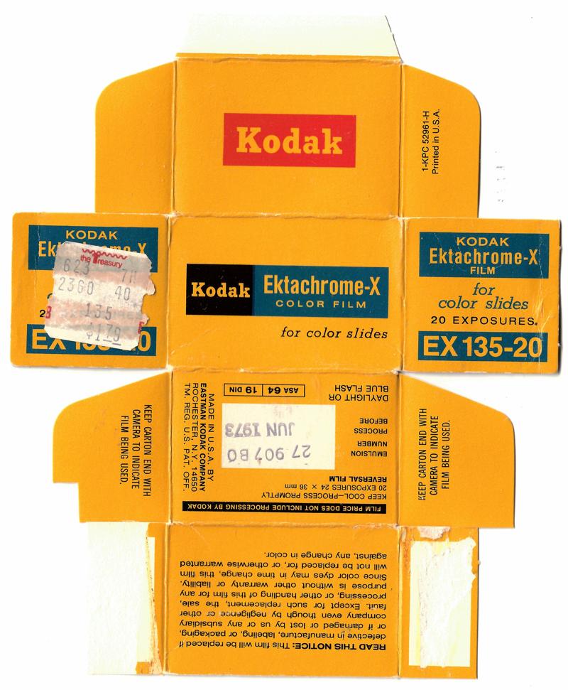 Kodak Ektachrome-X 35mm film box outside
