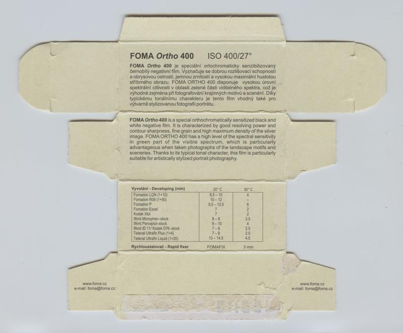 Foma Ortho 120 film box inside