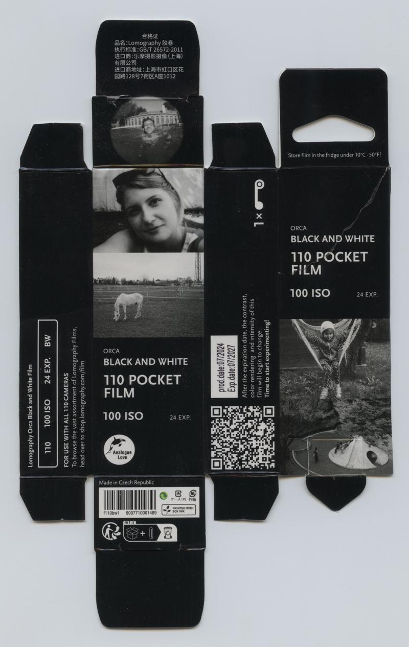 Lomography Orca 110 film box outside