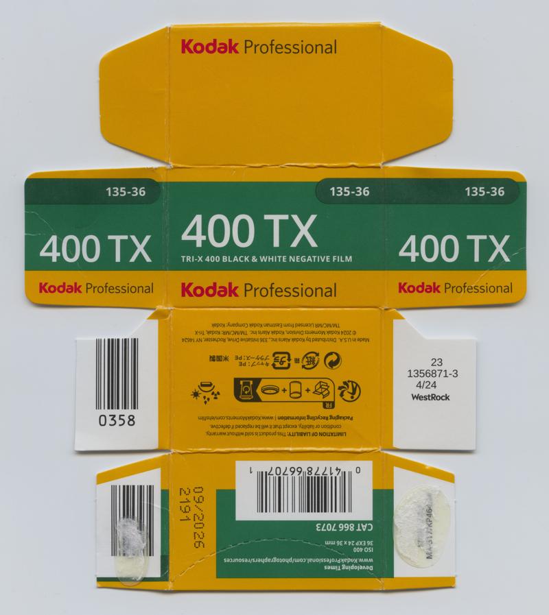 Kodak Tri-X 35mm film box outside