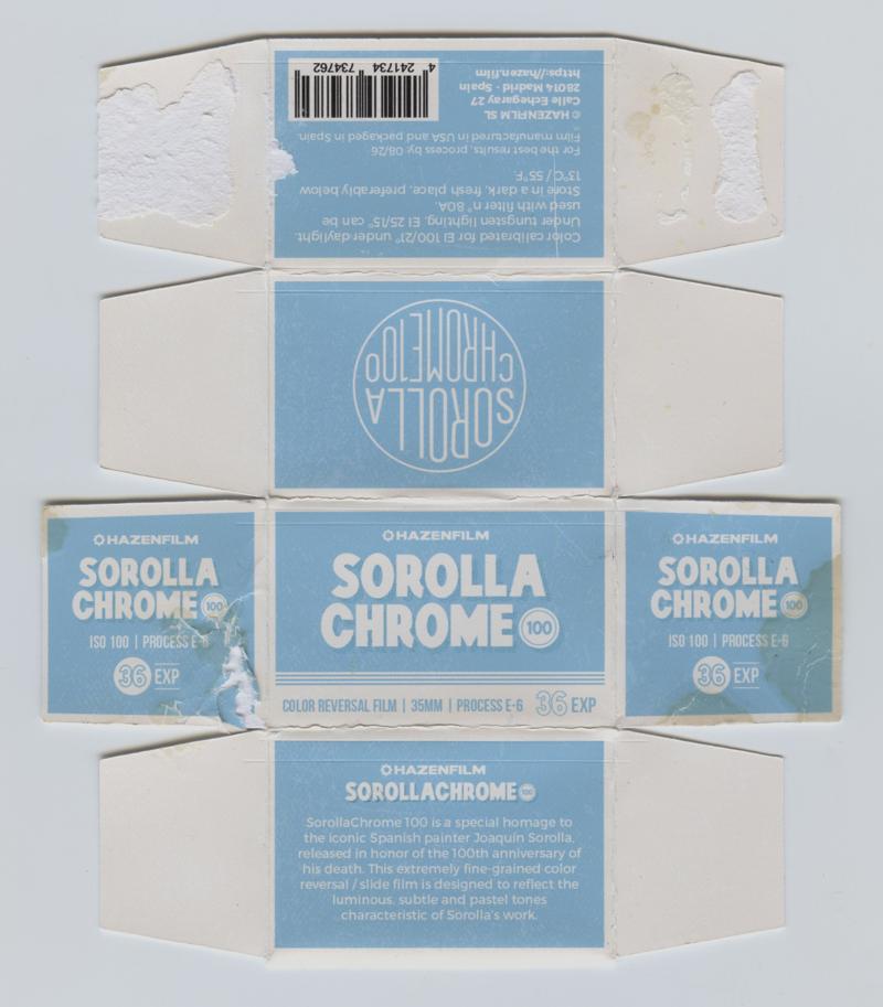 Hazenfilm Sorolla Chrome 35mm film box outside