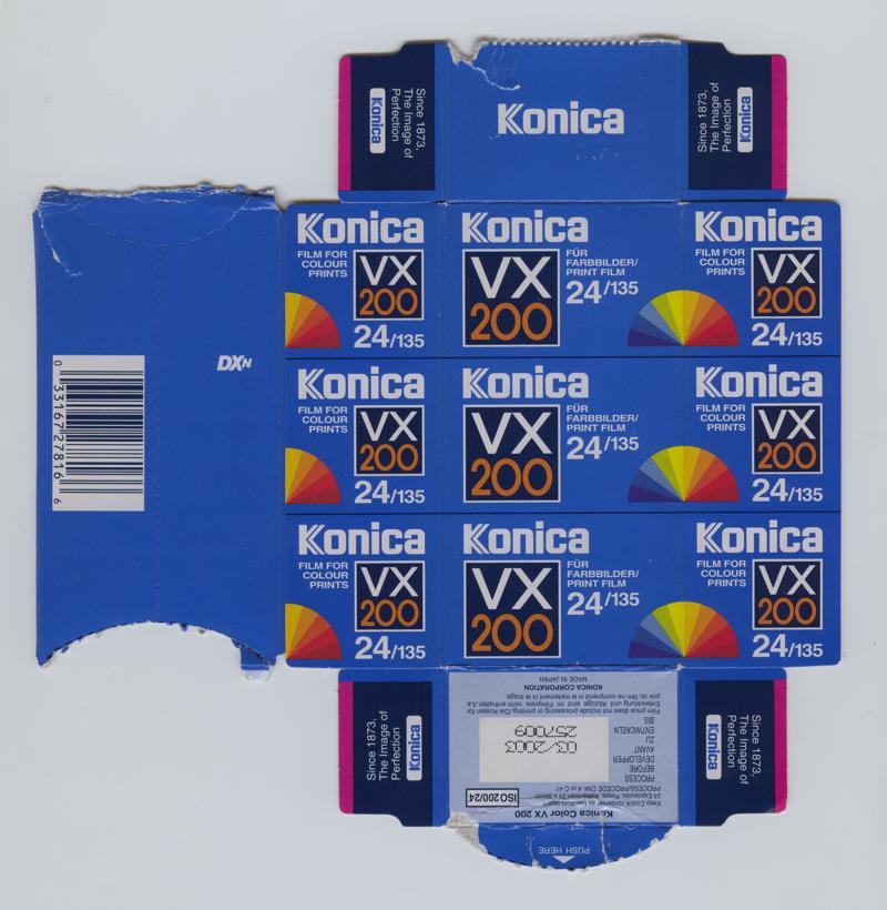 Konica VX200 35mm film box outside