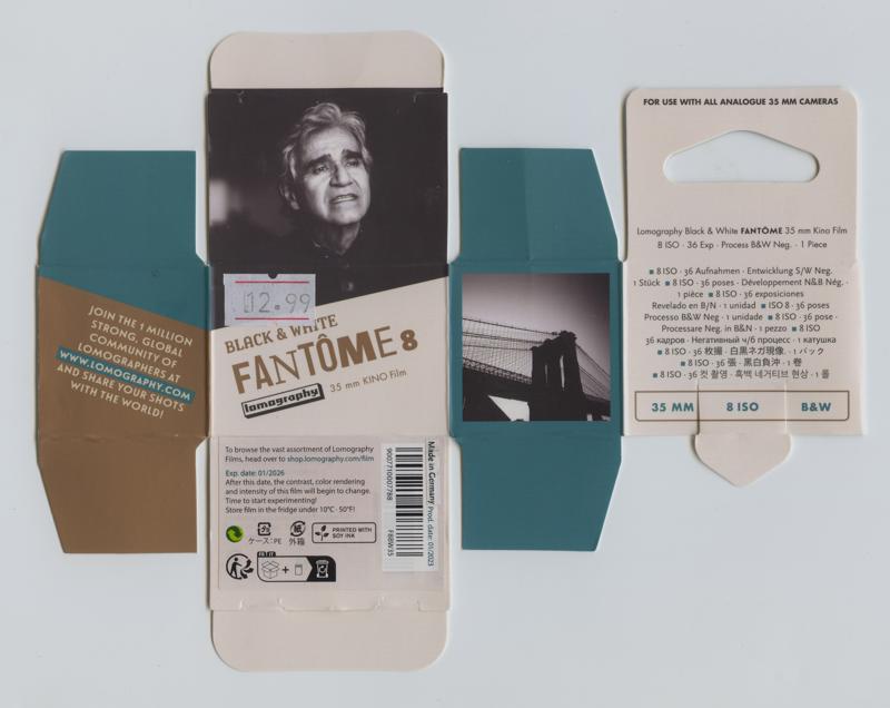 Lomography Fantome 35mm film box outside