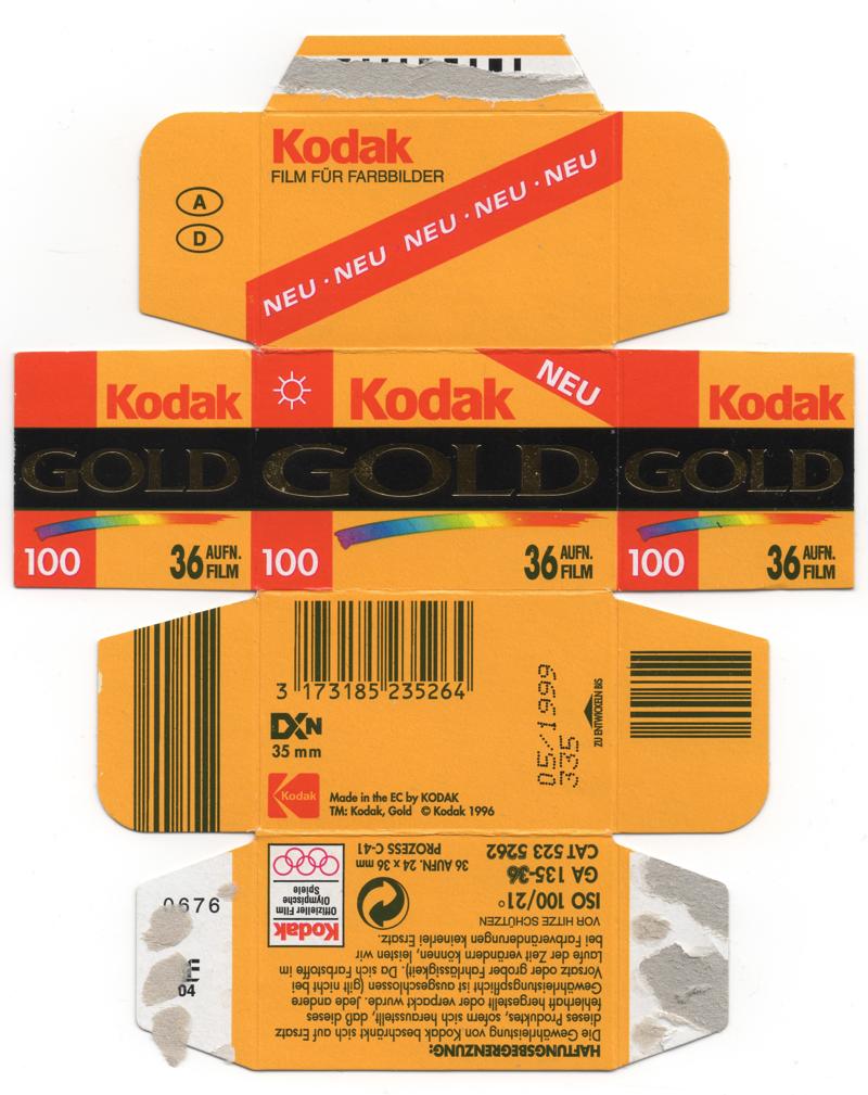 Kodak Gold 35mm film box outside