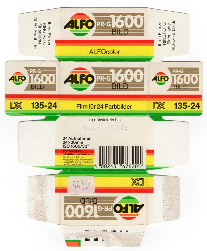 Alfo ALFOcolor PR-G 35mm film box outside