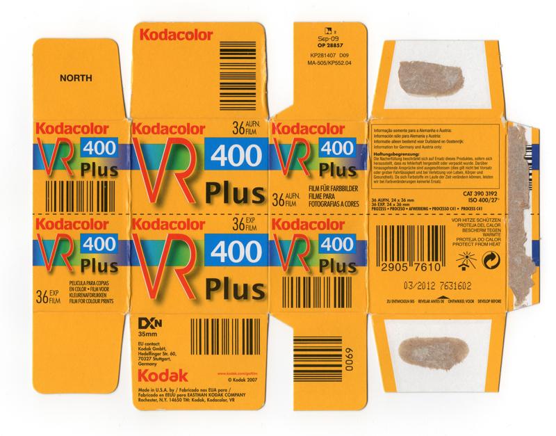 Kodak Kodacolor VR Plus 35mm film box outside