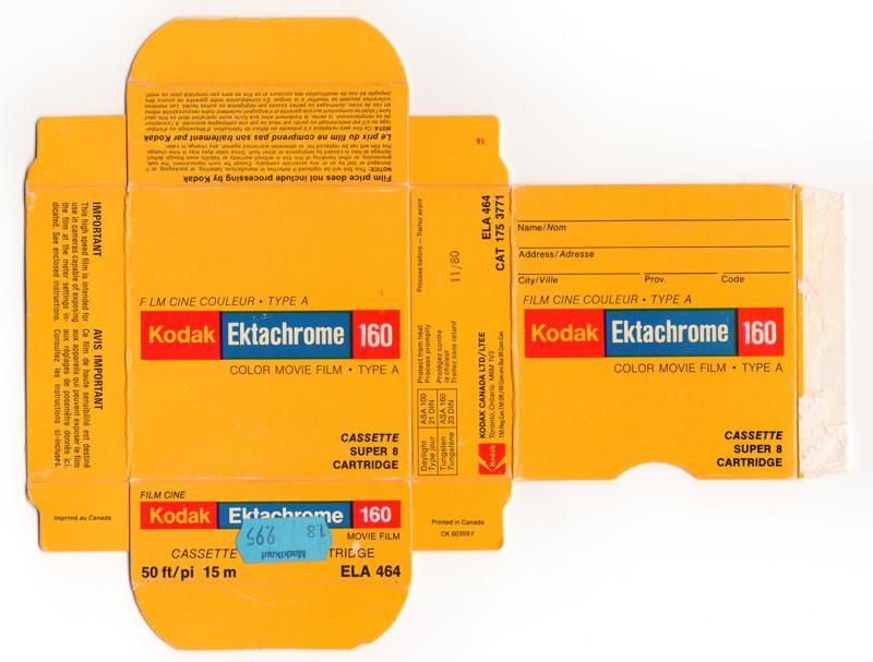 Kodak Ektachrome Super 8 film box outside