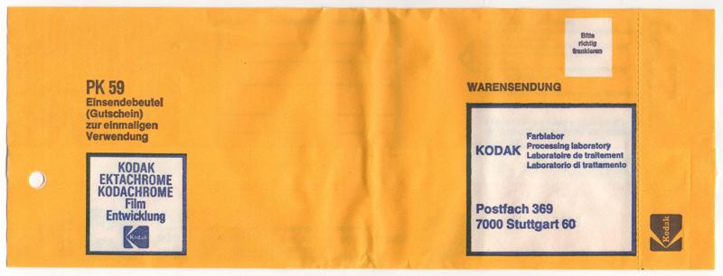Kodak Ektachrome Super 8 film box processing envelope