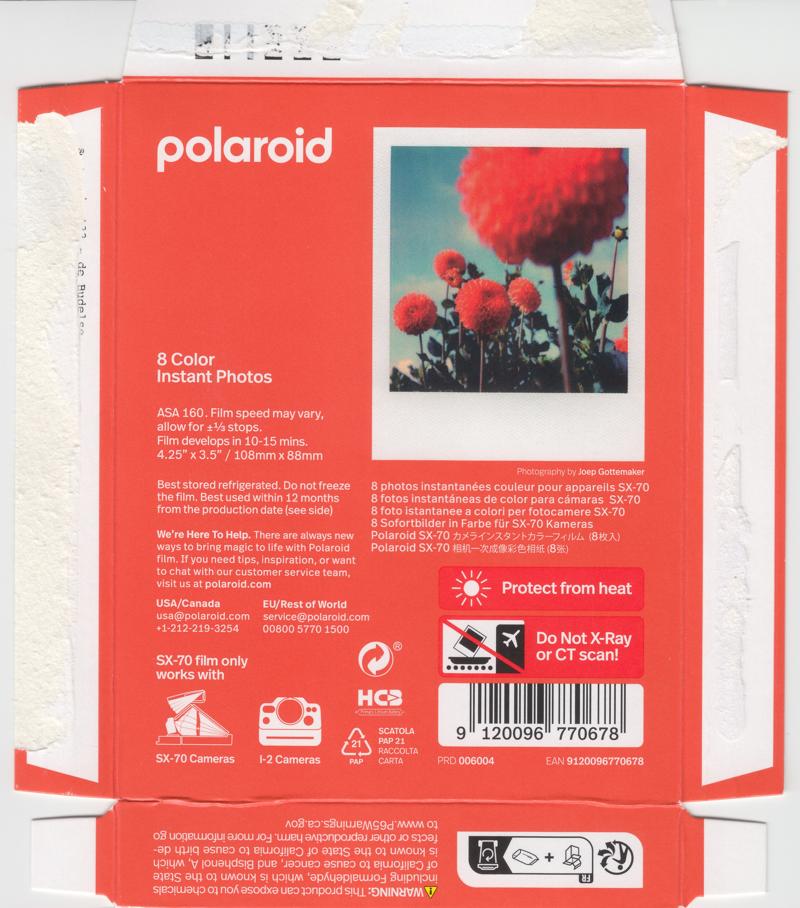 Polaroid Color SX-70 Film Integral Film film box outside