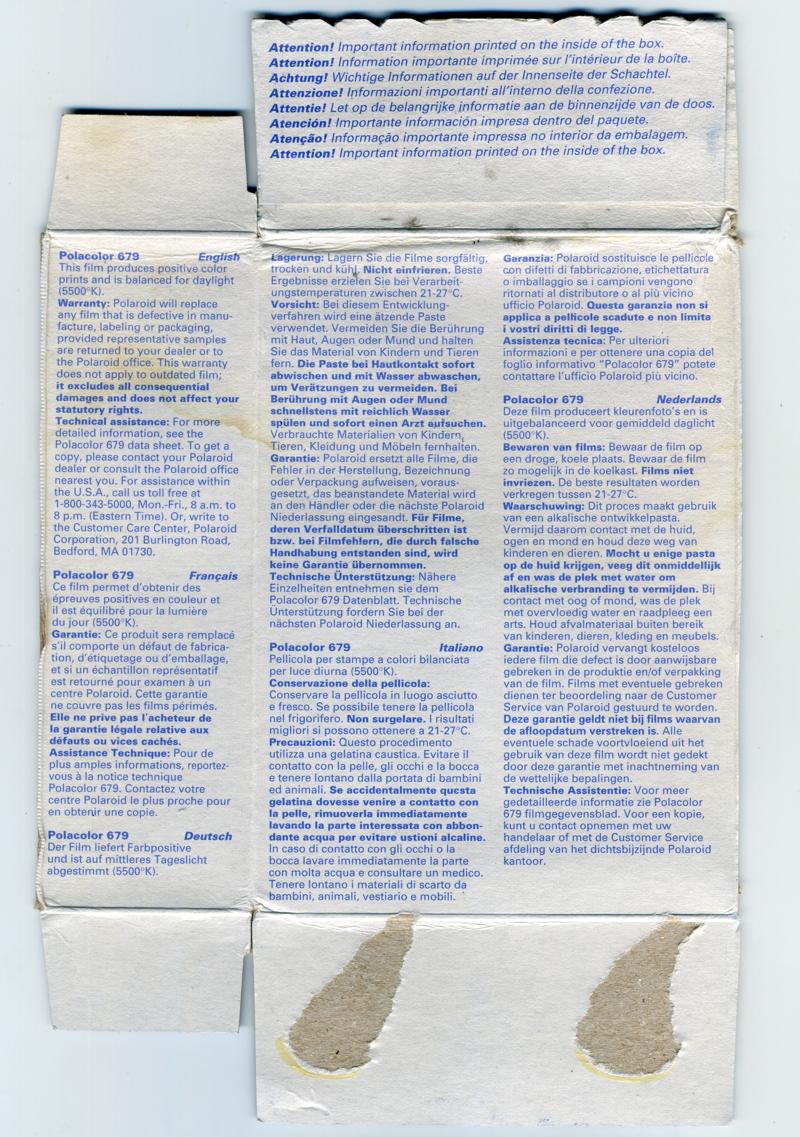 Polaroid Polacolor 679 Pack Film film box inside