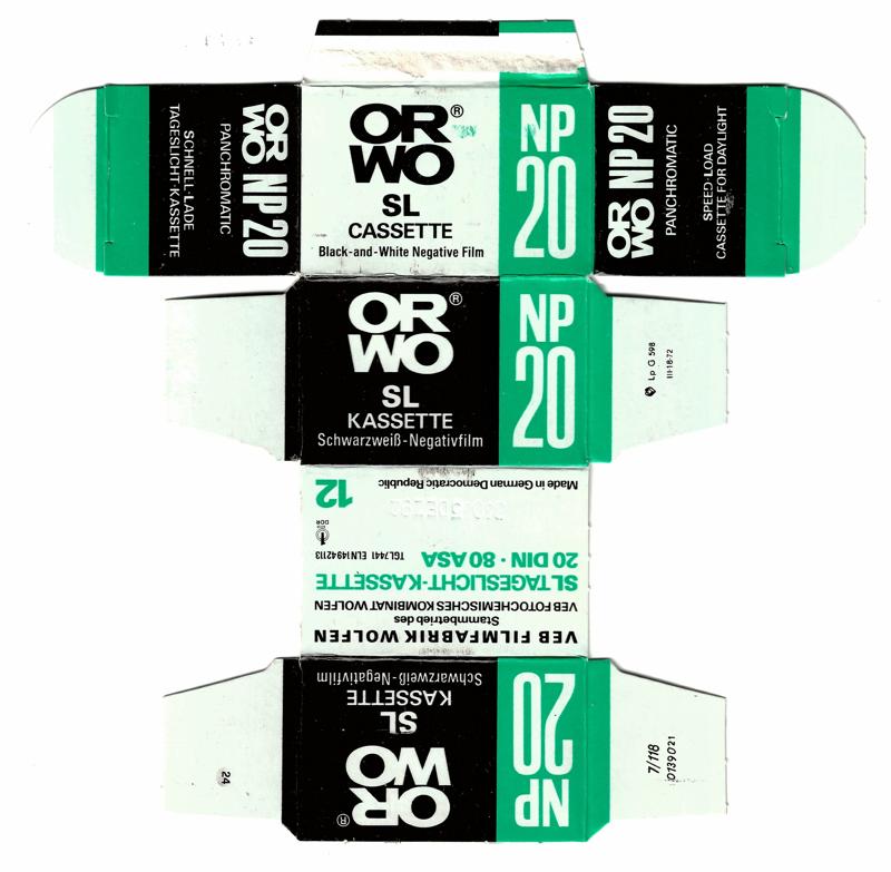ORWO NP 20 SL 35mm film box outside