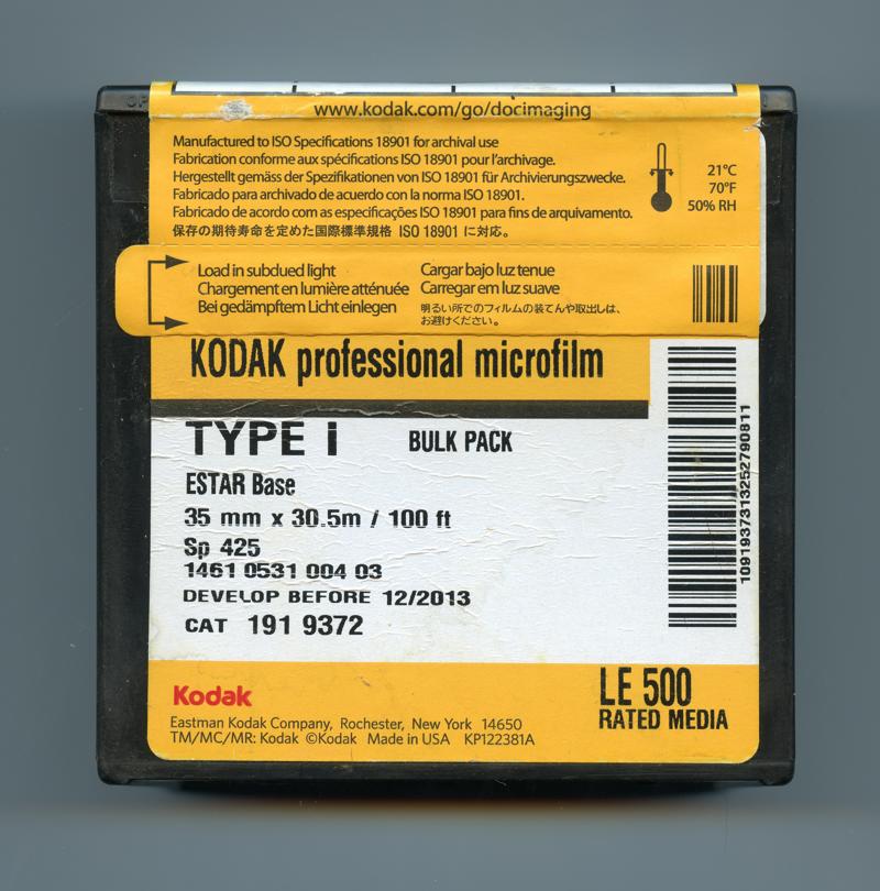Kodak Professional Microfilm Type I 35mm film box outside