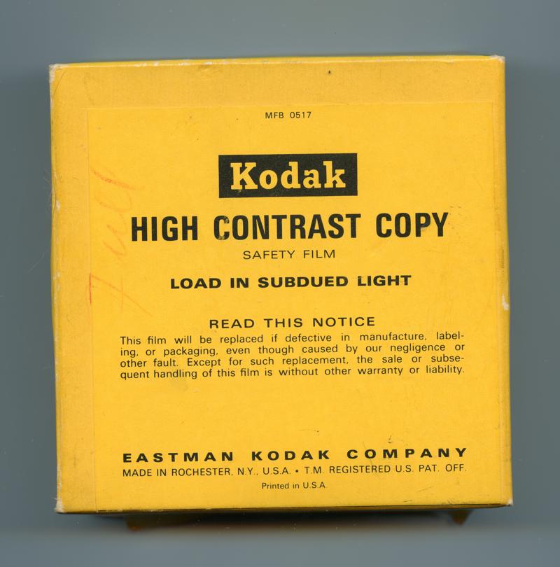 Kodak High Contrast Copy Film 35mm film box outside
