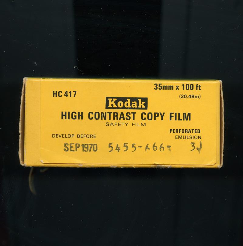 Kodak High Contrast Copy Film 35mm film box outside