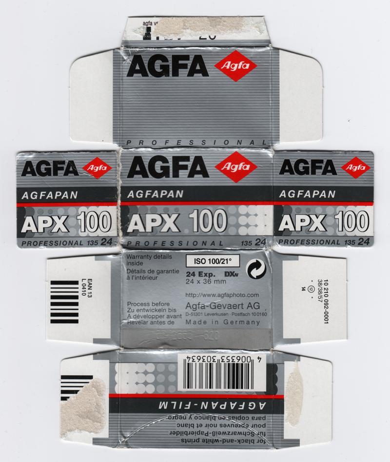 Agfa Agfapan APX 100 35mm film box outside