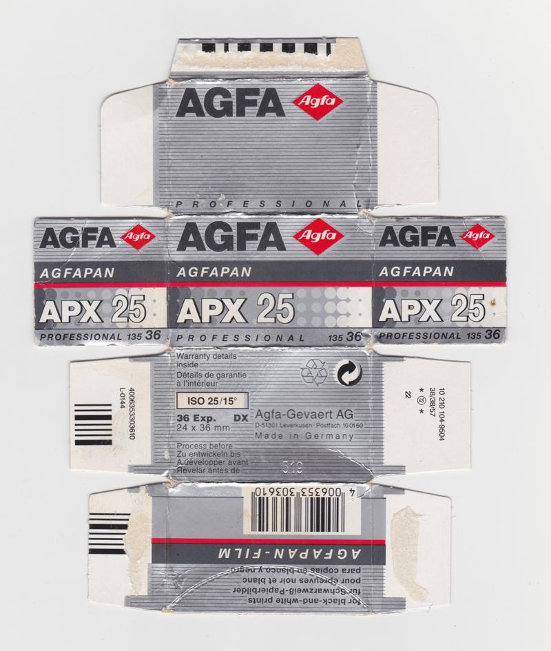 Agfa Agfapan  APX 25 35mm film box outside