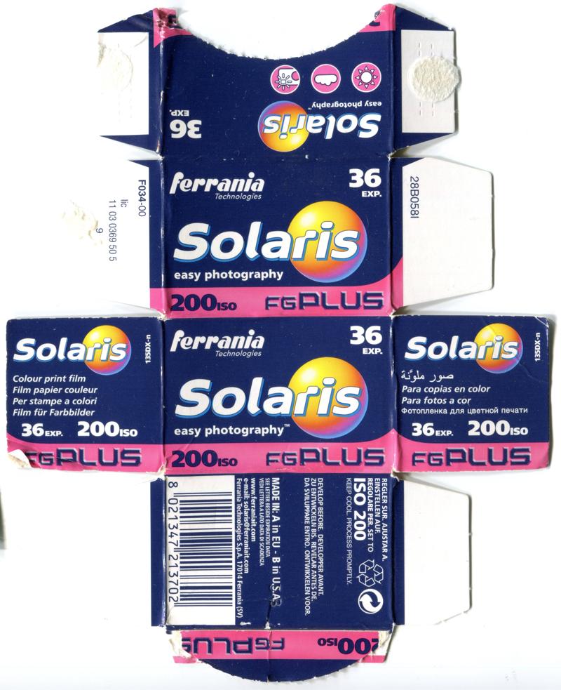 Ferrania Solaris 35mm film box outside