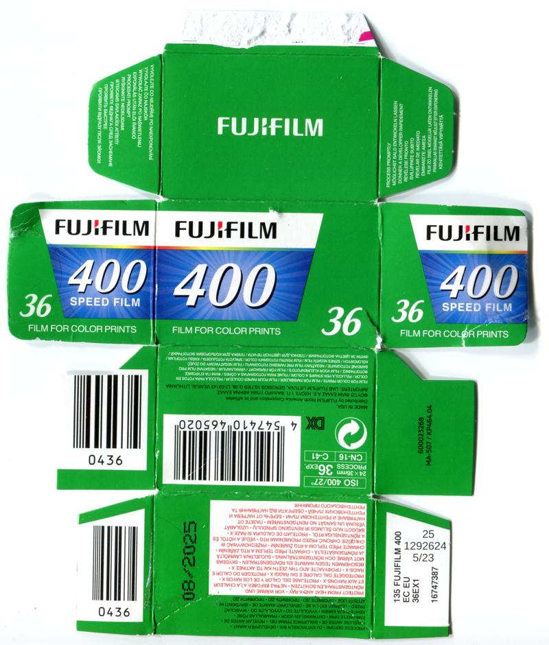 Fujifilm 400 35mm film box outside