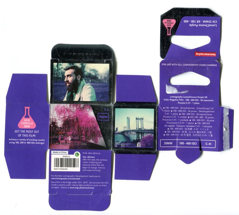 Lomography Lomochrome Purple 35mm film box outside