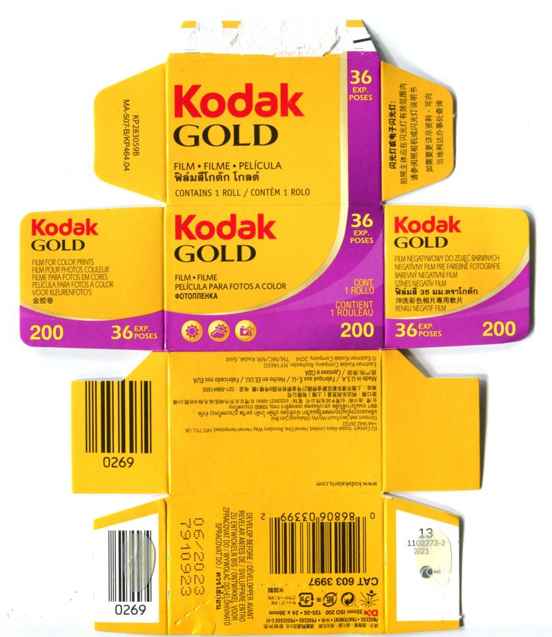Kodak Gold 35mm film box outside