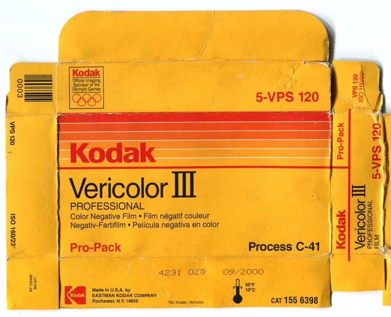 Kodak Vericolor III 120 film box outside