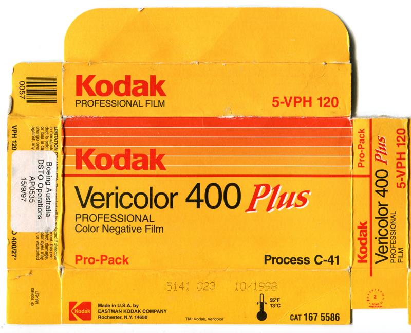 Kodak Vericolor 400 Plus 120 film box outside