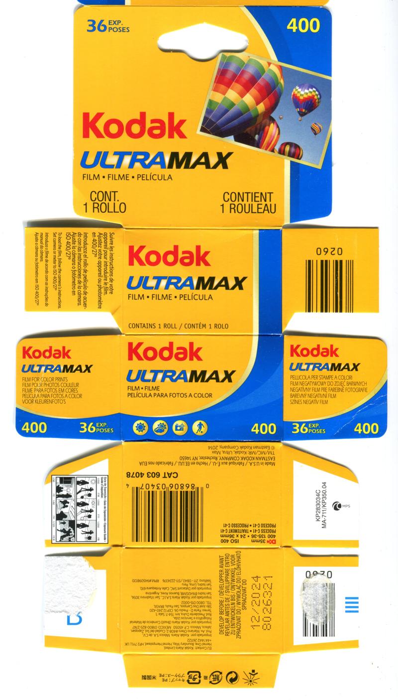 Kodak UltraMax 35mm film box outside