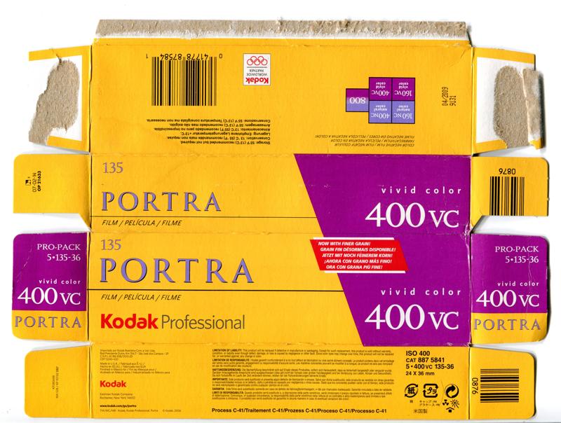 Kodak Portra 400VC 35mm film box outside