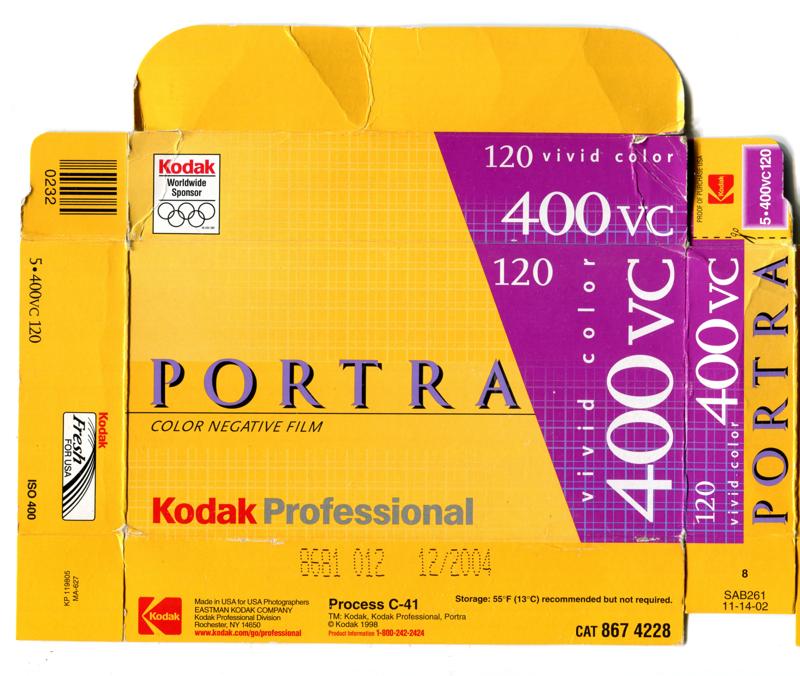 Kodak Portra 400VC 120 film box outside