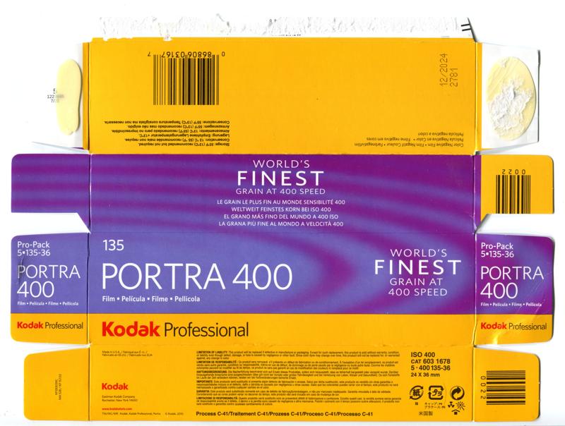 Kodak Portra 400 35mm film box outside