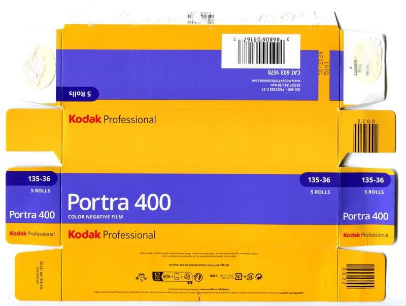 Kodak Portra 400 35mm film box outside